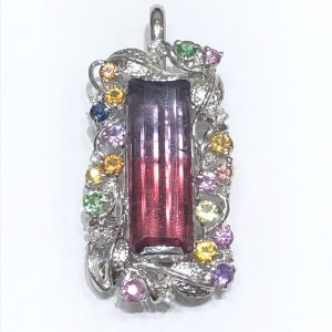 K18WG ホワイトゴールド トルマリン ダイヤ サファイア アクセサリー